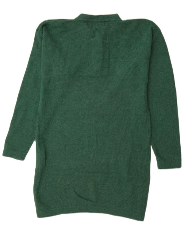 Vestido feminino vintage de manga comprida e grande tamanho UK 10 verde pequeno