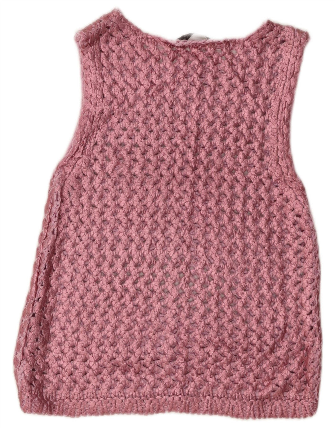 Blusa feminina de crochê sem mangas Zara Top UK 8 pequeno rosa