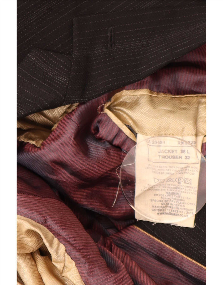 Jaqueta blazer masculina Ted Baker com 2 botões Reino Unido 38 médio preto listrado de lã nova