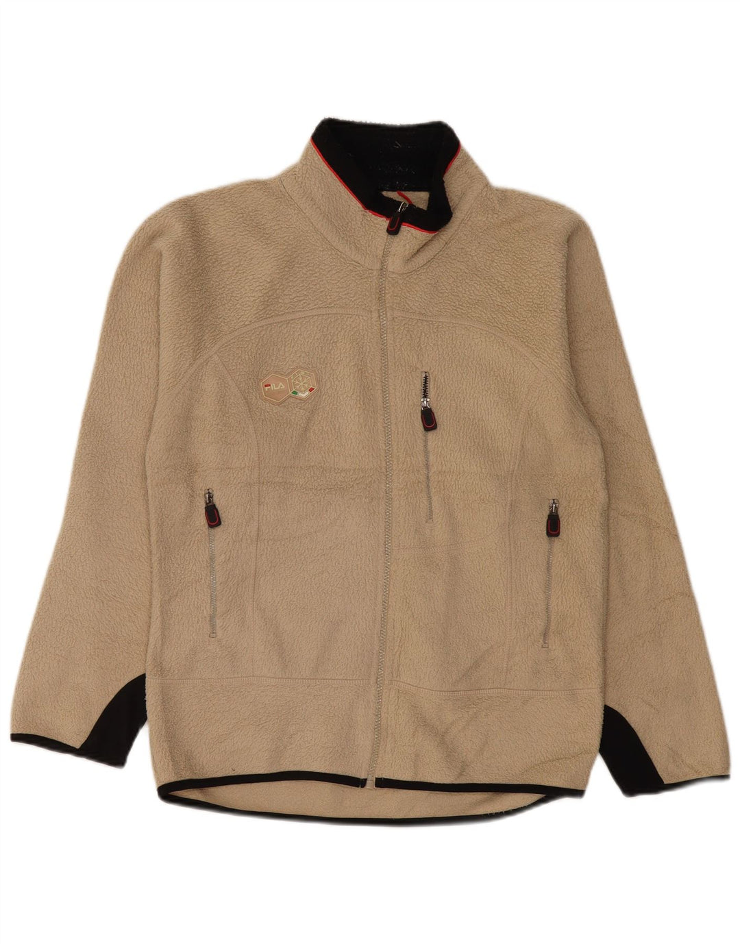 Jaqueta masculina de lã FILA UK 38 bloco colorido bege médio