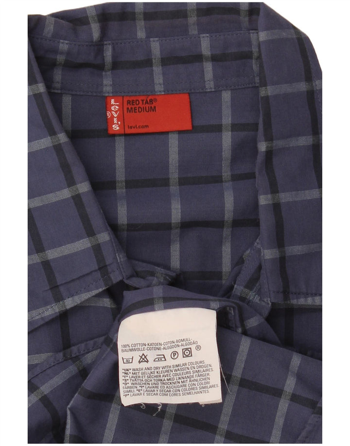 Camisa masculina Levi's média xadrez azul marinho algodão
