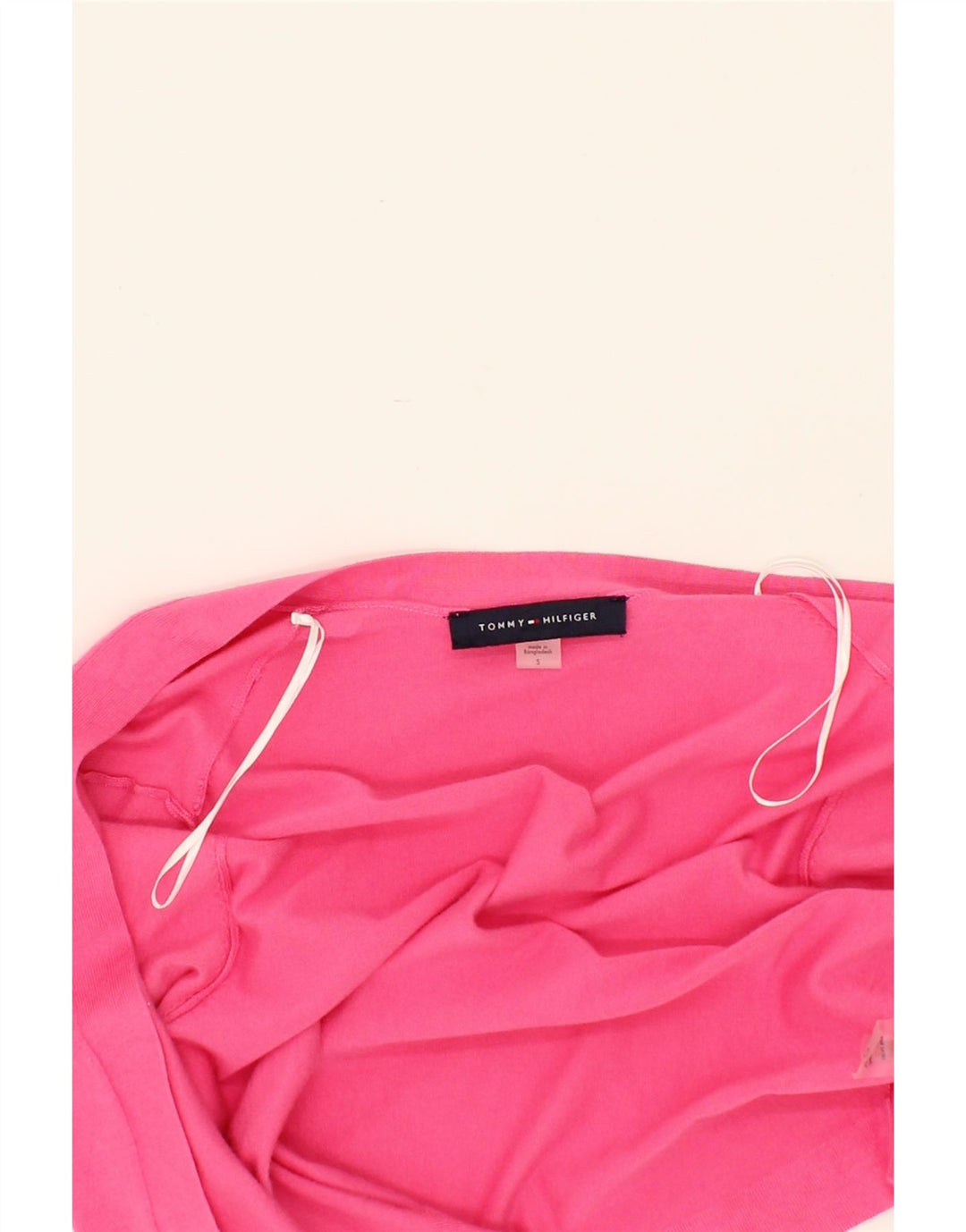TOMMY HILFIGER Womens Crop Open Cardigan Sweater UK 10 Small Pink Cotton Vintage Tommy Hilfiger and Second-Hand Tommy Hilfiger from Messina Hembry 