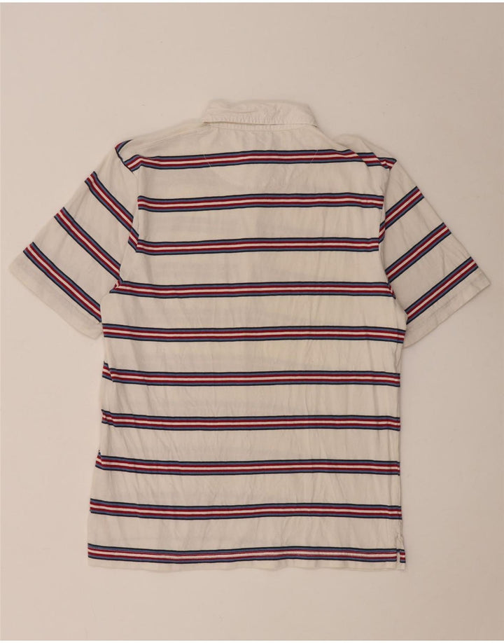 Camisa polo masculina Vans média listrada branca de algodão