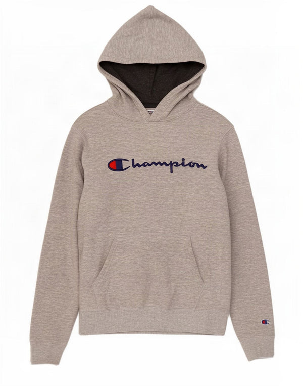Jumper feminino com capuz gráfico Champion UK 18 XL algodão manchado cinza