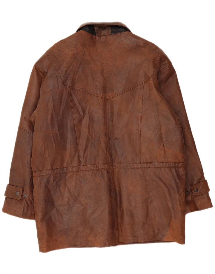 Casaco corta-vento masculino C&A de couro UK 42 XL couro marrom