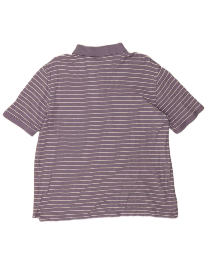 Camisa polo masculina Izod grande algodão listrado roxo