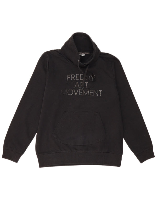Freddy moletom gráfico feminino jumper UK 14 médio algodão preto