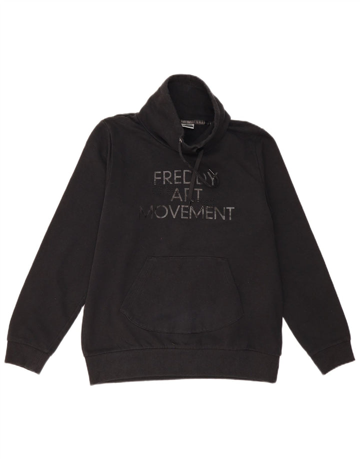 Freddy moletom gráfico feminino jumper UK 14 médio algodão preto