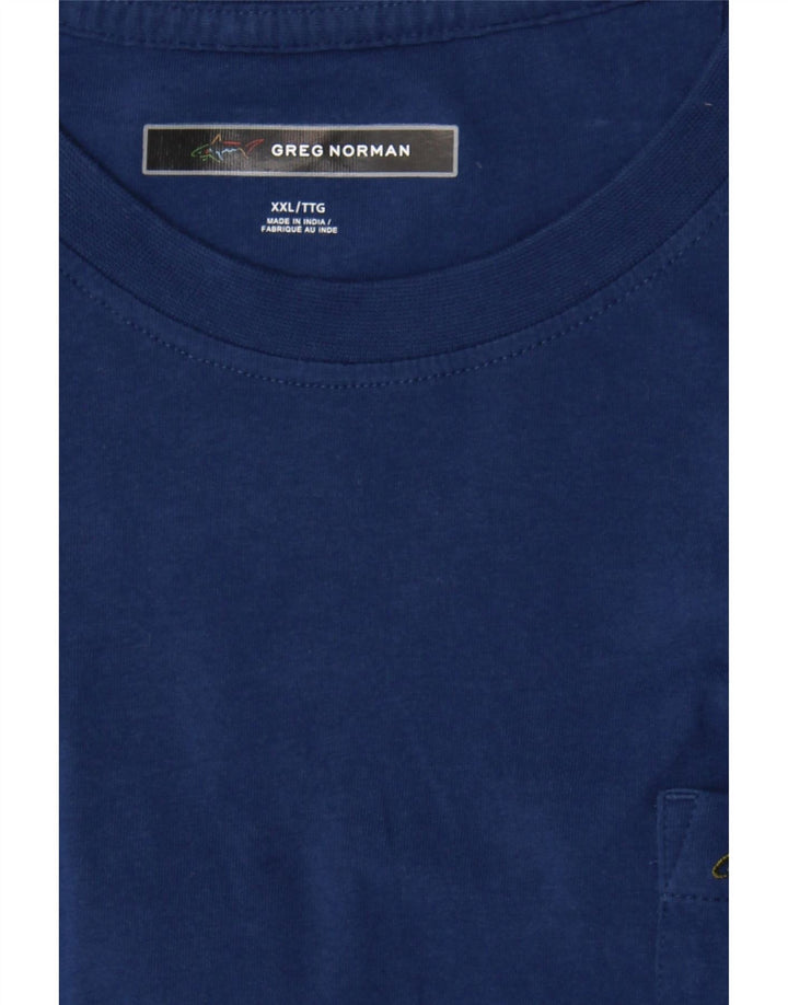 GREG NORMAN Mens Big & Tall T-Shirt Top 2XL Blue Cotton Vintage Greg Norman and Second-Hand Greg Norman from Messina Hembry 
