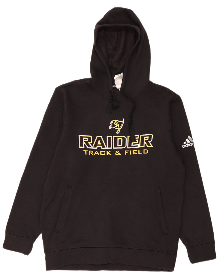 ADIDAS Mens Raiders Graphic Hoodie Jumper Grande Algodão Preto