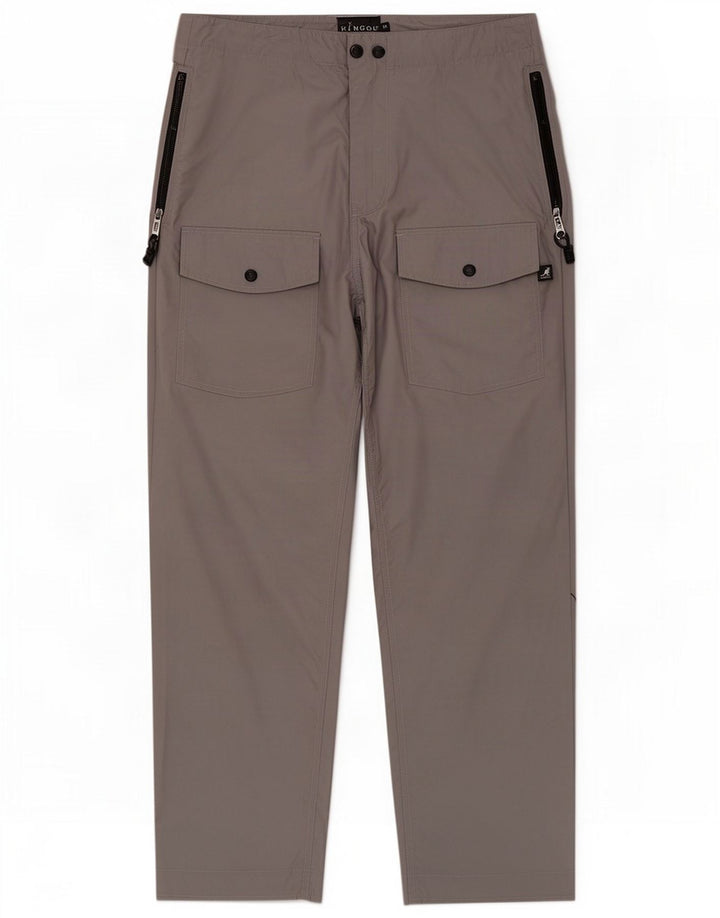 Calça cargo masculina Kangol reta média W32 L30 poliéster cinza