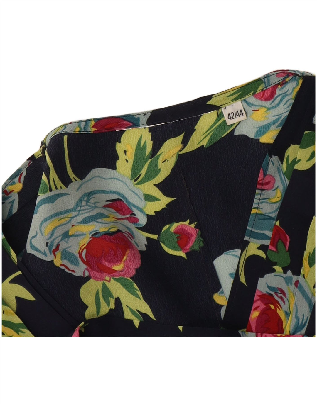 Blusa feminina vintage top IT 42/44 médio azul marinho floral