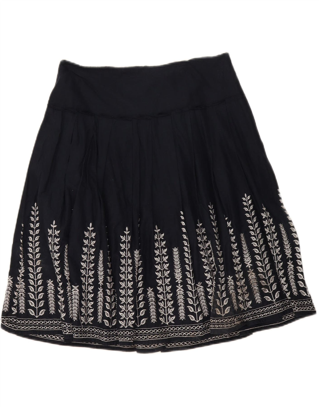Saia feminina Marks & Spencer plissada linha A W30 médio azul marinho floral