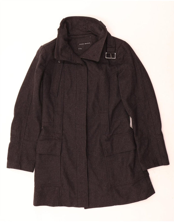 Sobretudo feminino Zara UK 14 grande lã cinza