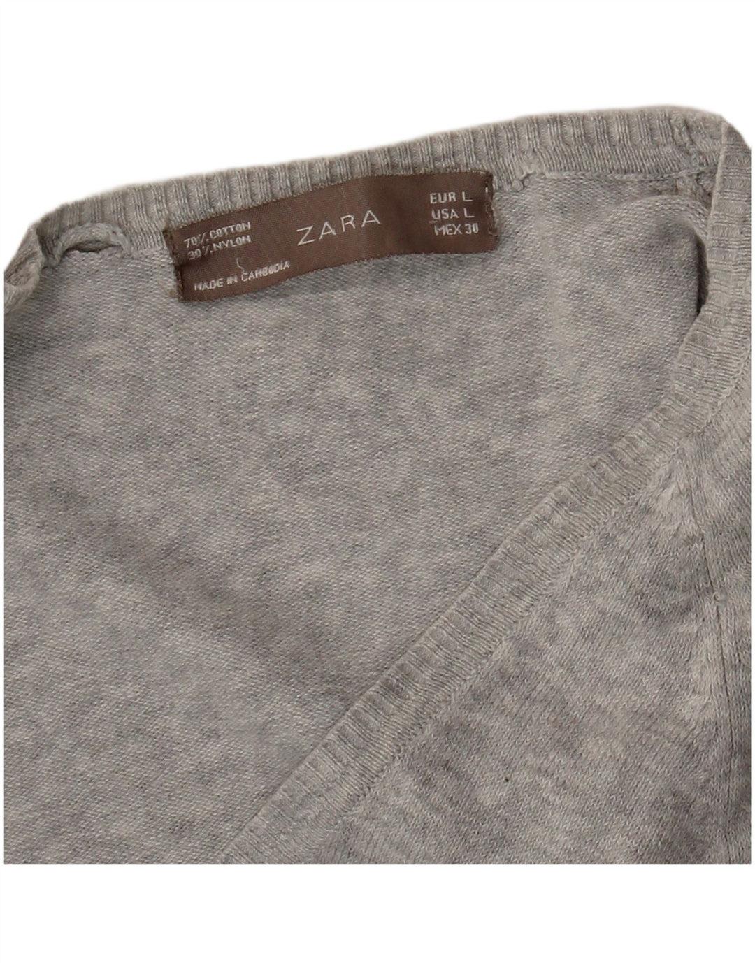 Suéter cardigã feminino Zara Reino Unido 14 grande cinza manchado