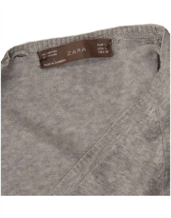 Suéter cardigã feminino Zara Reino Unido 14 grande cinza manchado