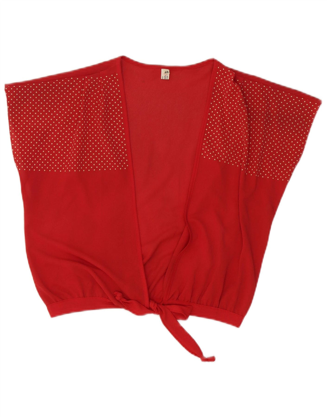 Cardigan feminino vintage com gravata frontal IT 46 grande triacetato manchado vermelho