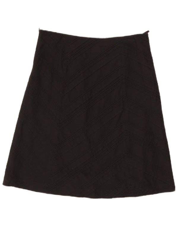Saia feminina Esprit A-Line UK 10 pequena W30 algodão preto