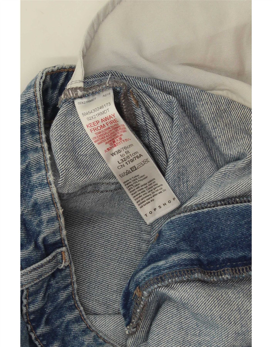 Jeans feminino Topshop largo W30 L32 algodão azul