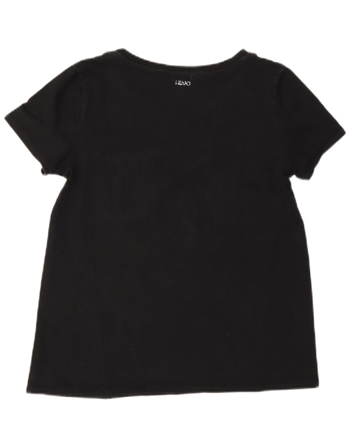 Camiseta feminina Liu Jo Top UK 12 médio azul marinho colorblock