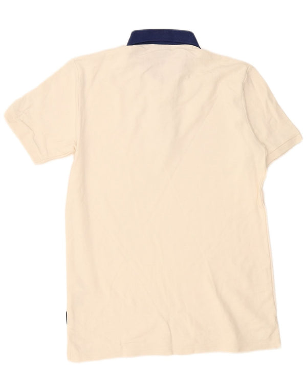 Camisa polo masculina Ellesse pequena de algodão off white
