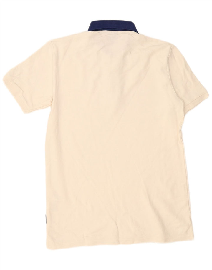 Camisa polo masculina Ellesse pequena de algodão off white