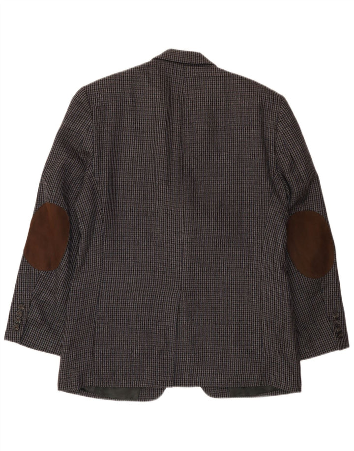 Jaqueta blazer masculina Chaps com 2 botões UK 38 cinza médio Houndstooth