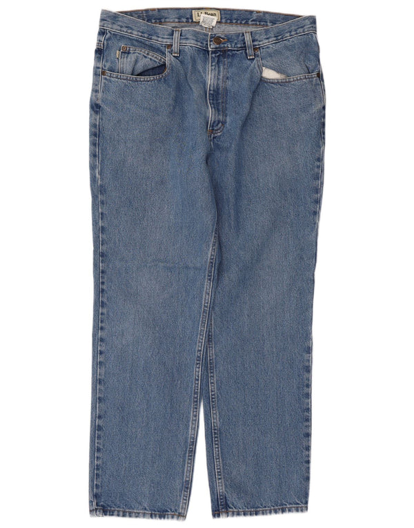 L.L.Bean Mens Classic Fit Straight Jeans W36 L30 Azul Algodão