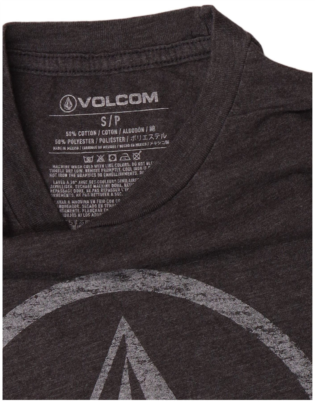 Volcom Camiseta masculina gráfica top pequeno algodão cinza