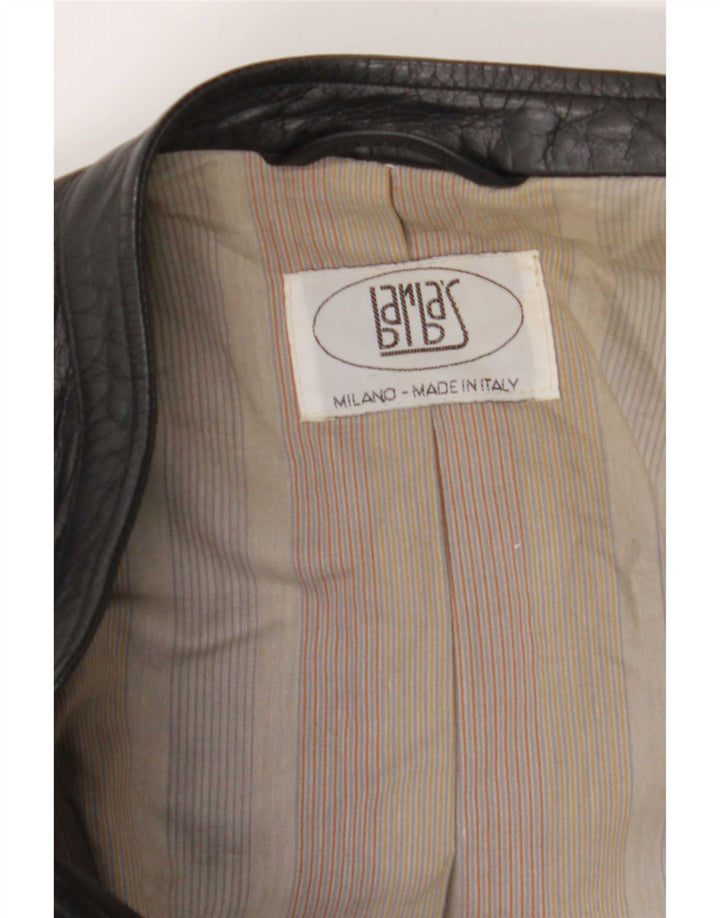 Jaqueta de couro masculina vintage para motociclista UK 48 4XL preta