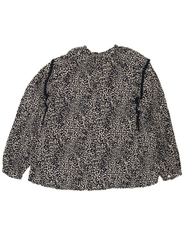Blusa feminina de manga comprida Marks & Spencer UK 22 3XL preta com estampa animal