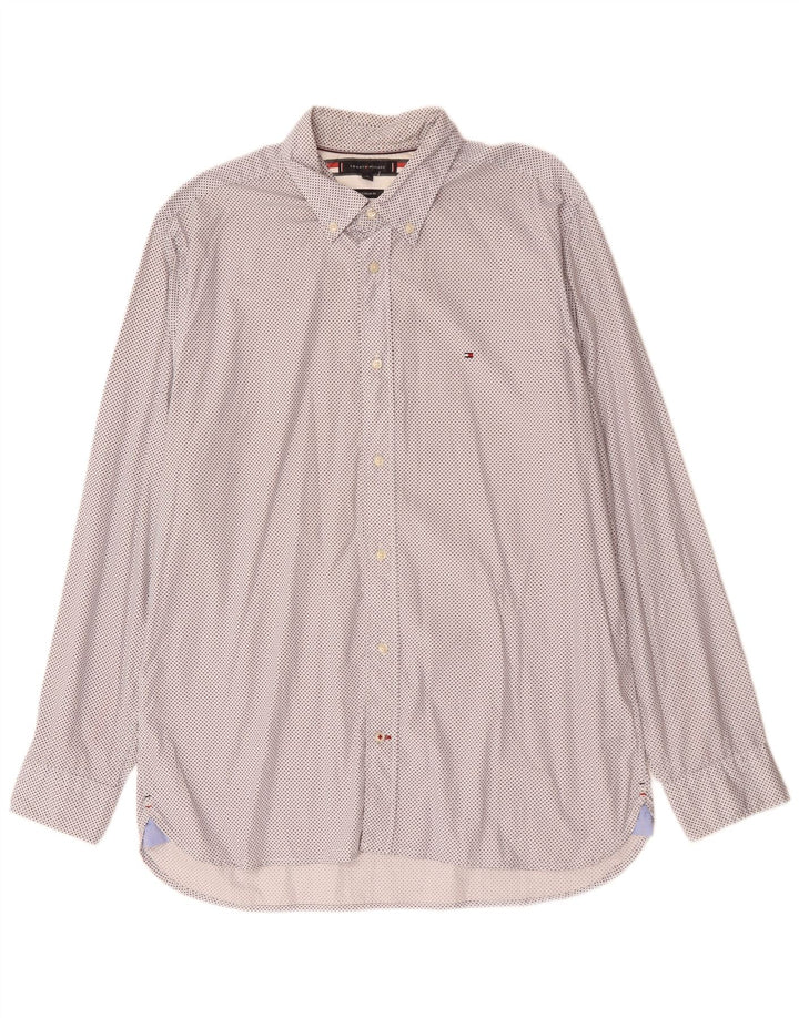 Camisa masculina TOMMY HILFIGER Regular Fit XL algodão manchado branco