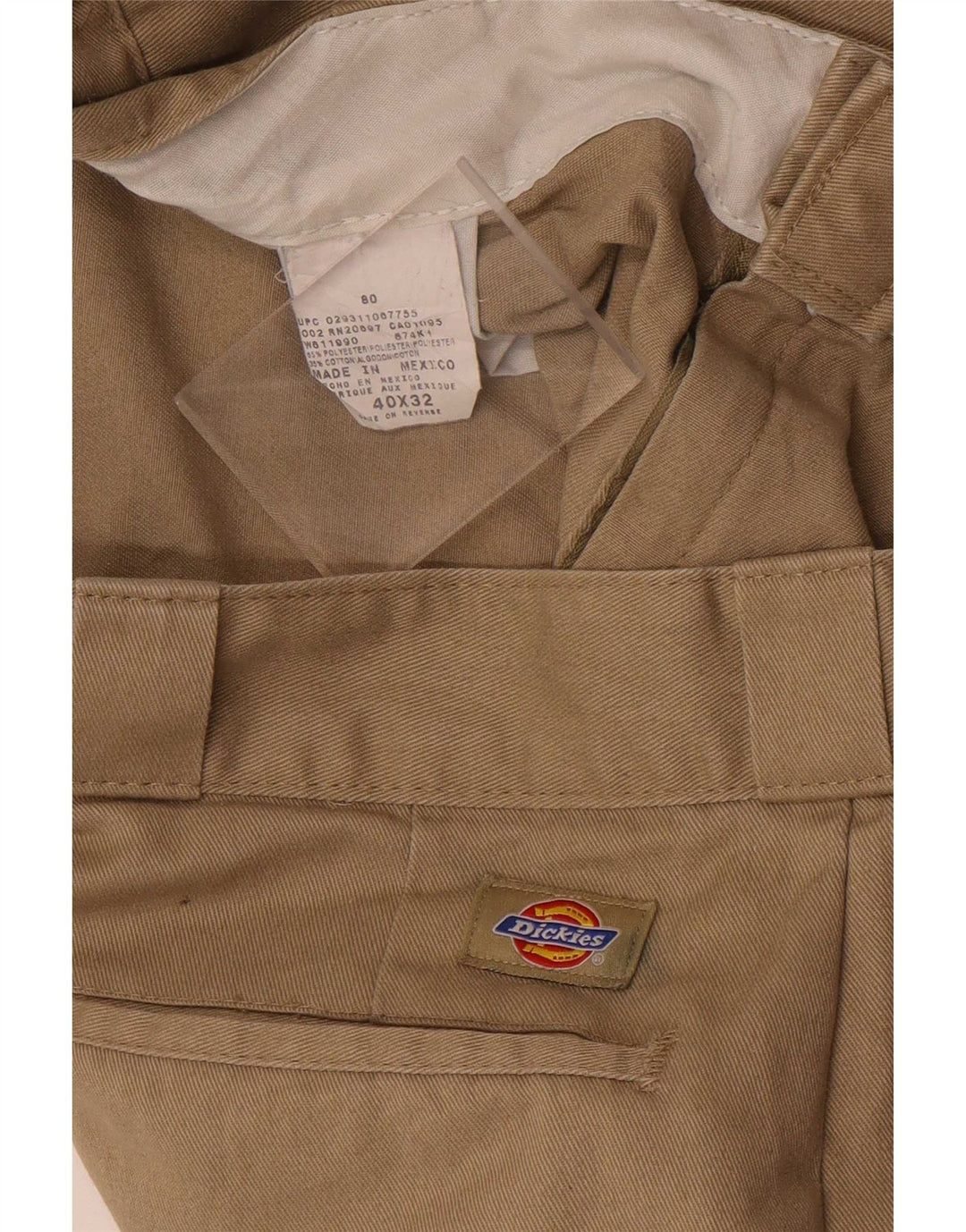 Calças Chino retas masculinas Dickies W40 L32 poliéster bege
