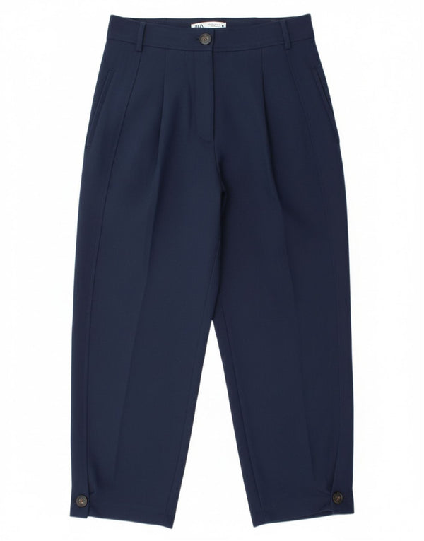 Calça Chino Feminina Zara Pegged Médio W28 L26 Azul Marinho Poliéster