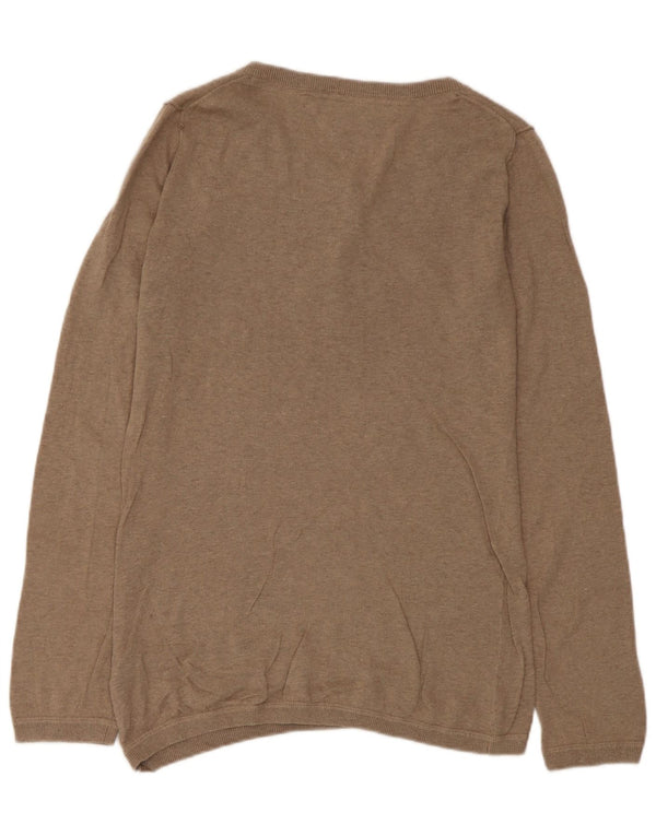 Suéter feminino Tommy Hilfiger com gola canoa e algodão marrom grande Reino Unido 14
