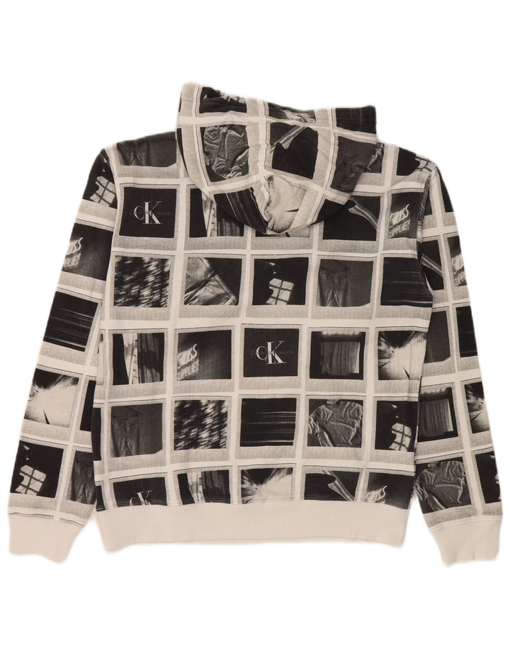 Calvin Klein Jeans Meninos moletom com capuz gráfico 13-14 anos cinza patchwork