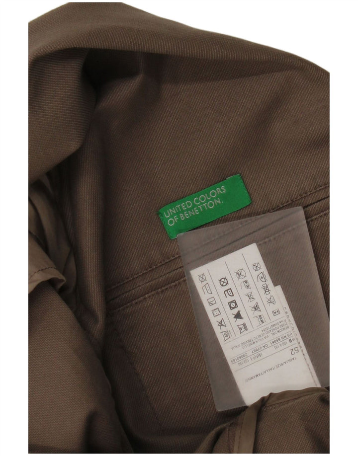 Jaqueta blazer masculina de 2 botões Benetton IT 52 XL algodão bege