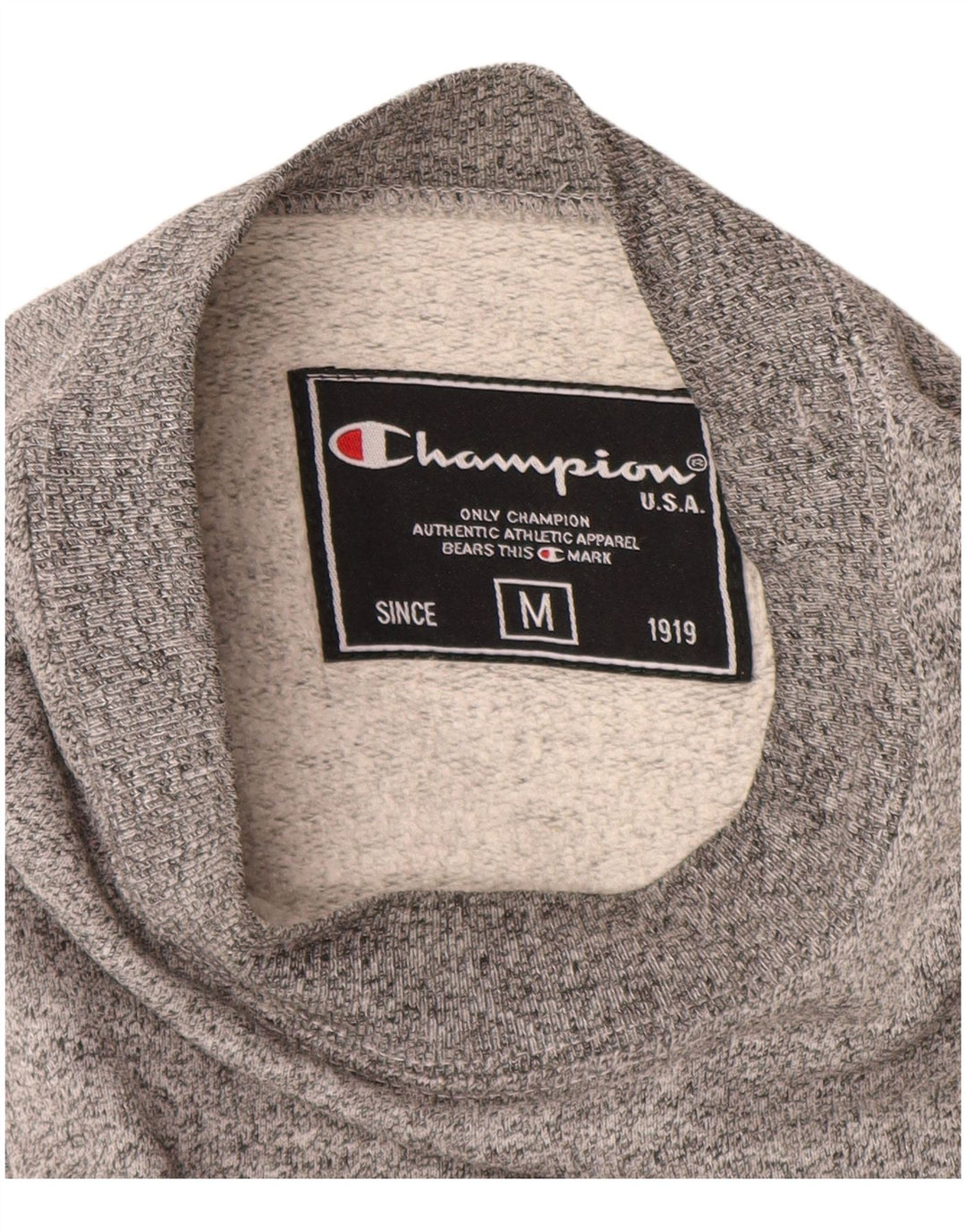 Champion moletom gráfico masculino jumper médio cinza algodão manchado
