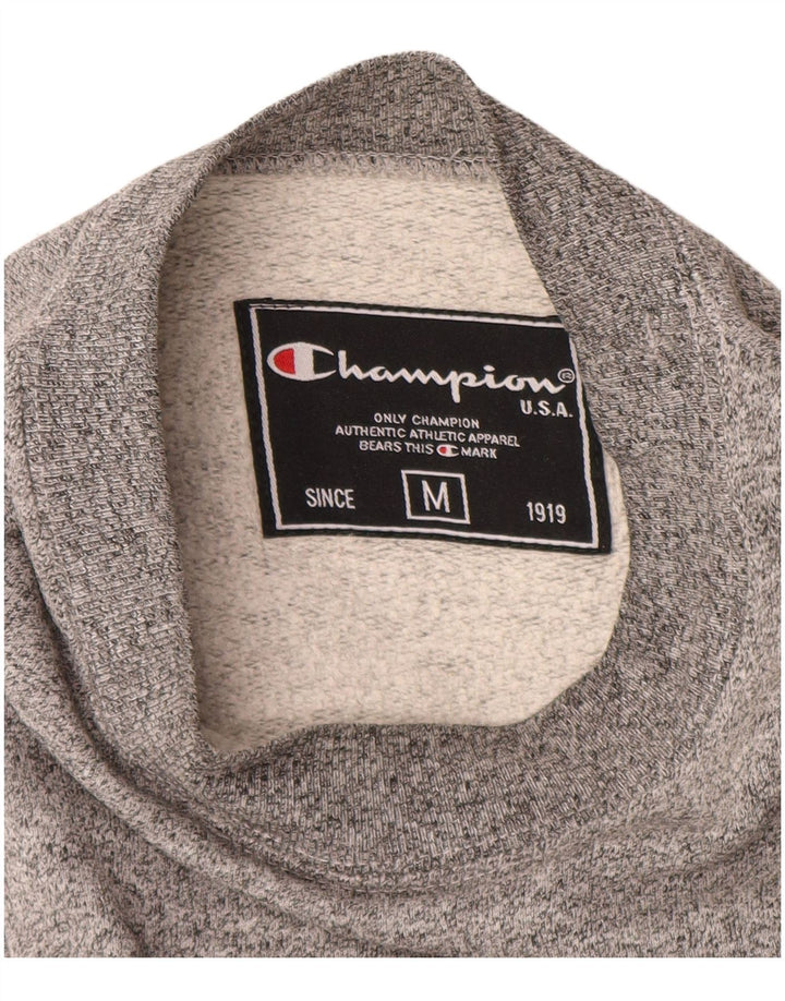 Champion moletom gráfico masculino jumper médio cinza algodão manchado
