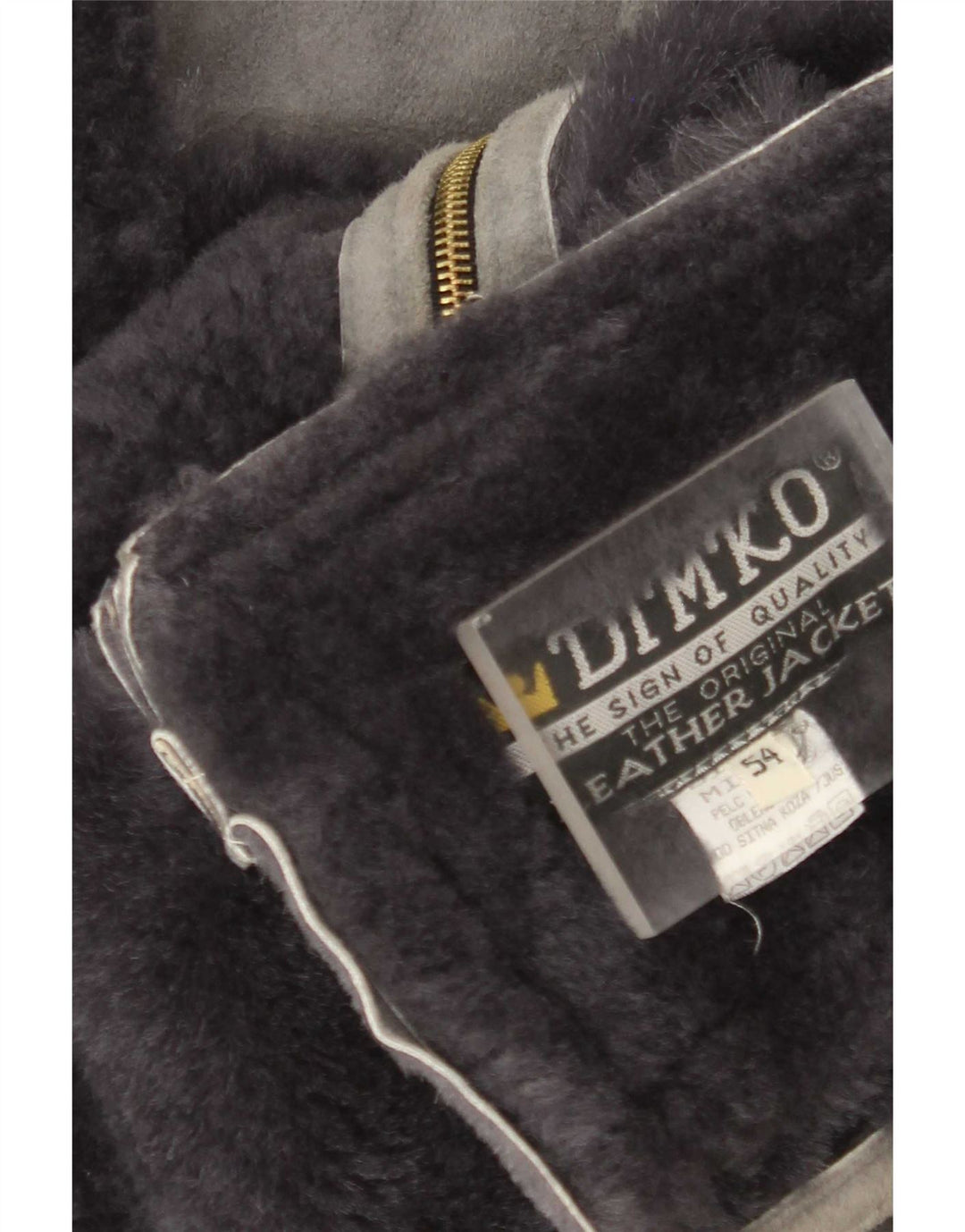 Colete masculino vintage Shearling IT 54 2XL couro cinza