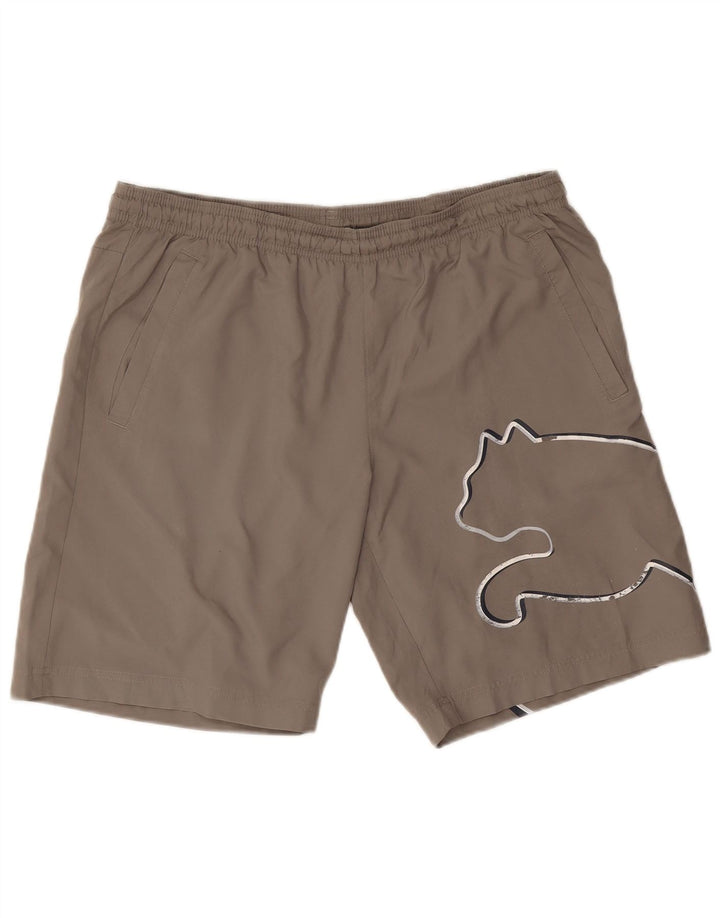 Shorts esportivos gráficos masculinos Puma médio marrom