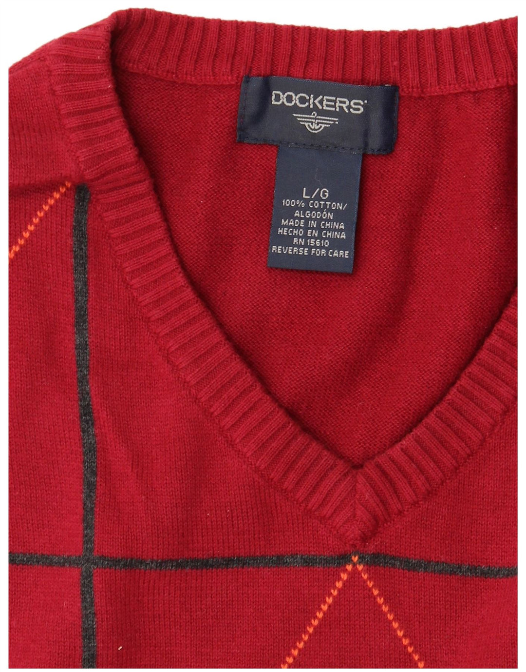Dockers Mens Colete Regata Grande Vermelho Argyle/Diamante Algodão