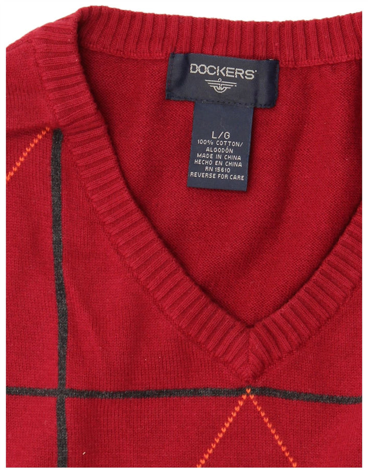 Dockers Mens Colete Regata Grande Vermelho Argyle/Diamante Algodão