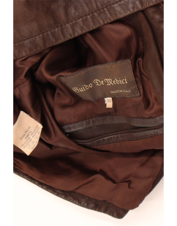 Jaqueta de couro masculina vintage IT 50 grande couro marrom