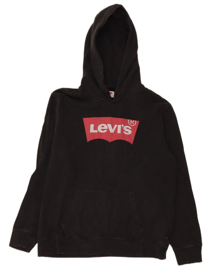 Suéter com capuz gráfico masculino Levi's grande algodão preto