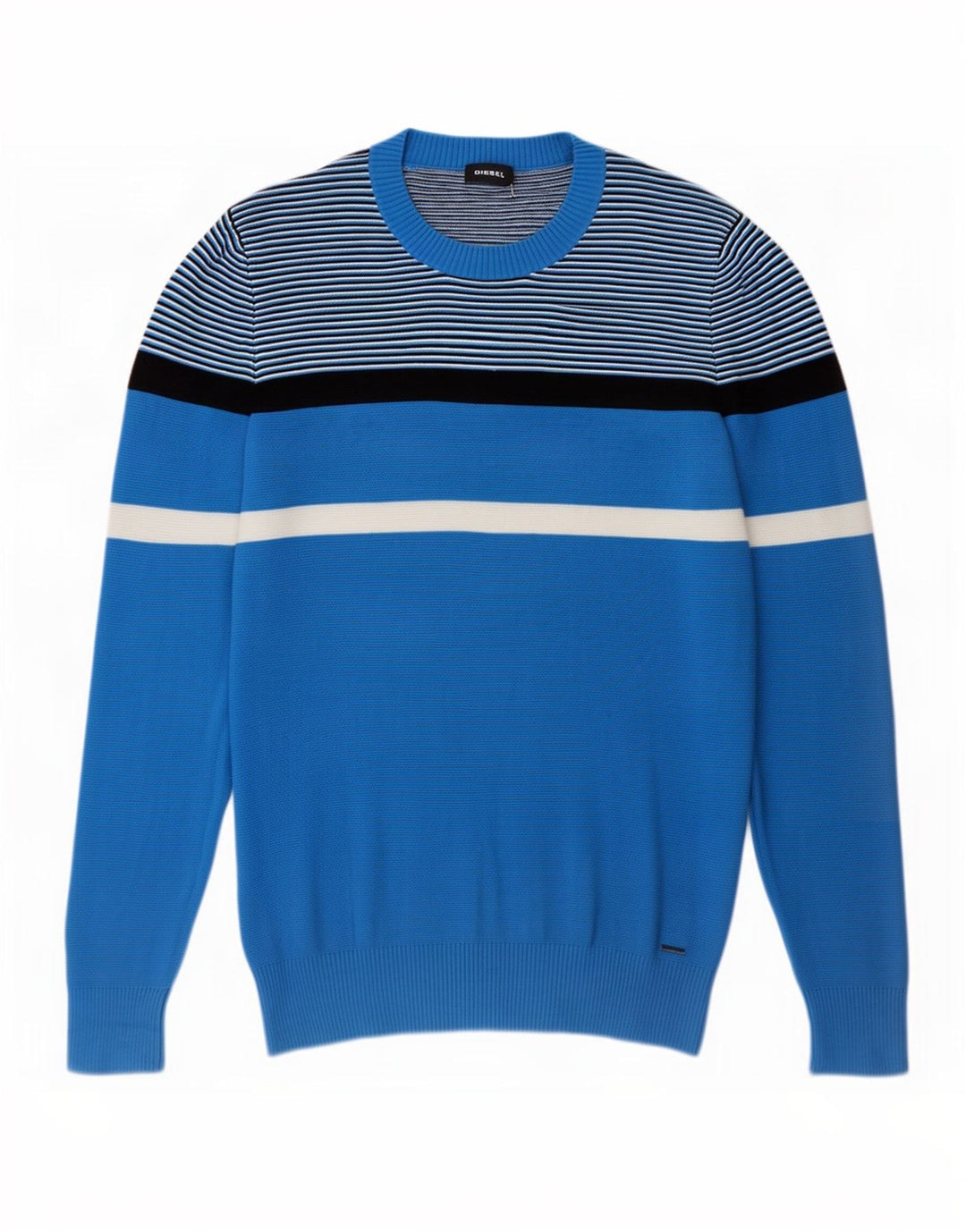 Suéter diesel masculino com gola redonda, pequeno, azul, algodão colorblock