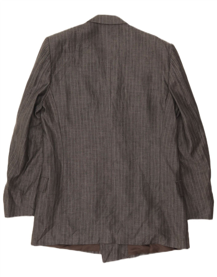 Jaqueta blazer masculina vintage com peito duplo IT 50 riscas grandes cinza