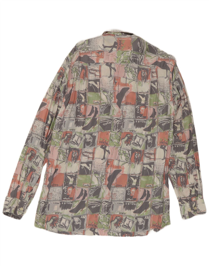 Camisa gráfica masculina Olymp tamanho 38 média multicolorida patchwork viscose