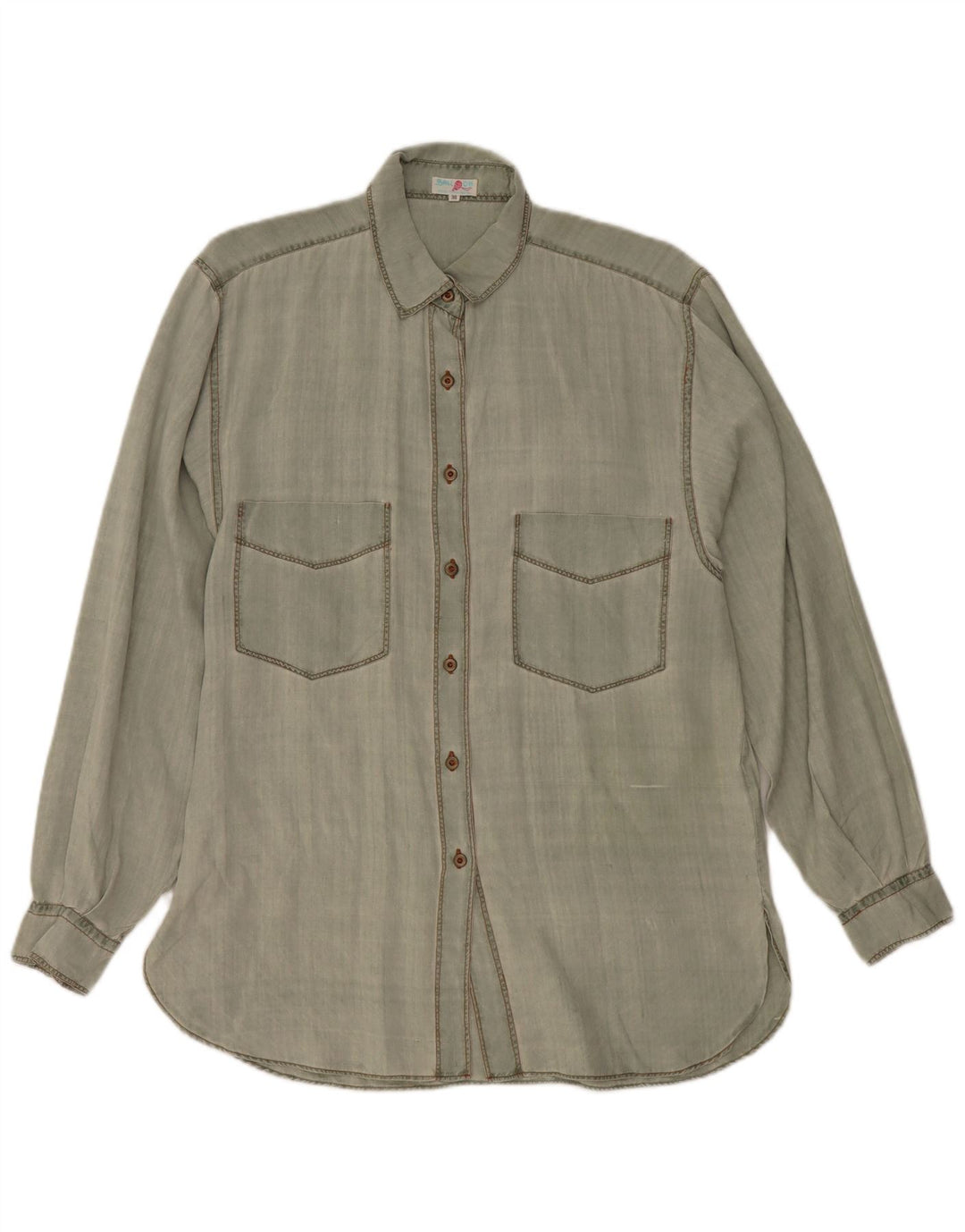 Bola na camisa feminina tamanho 38 seda verde médio