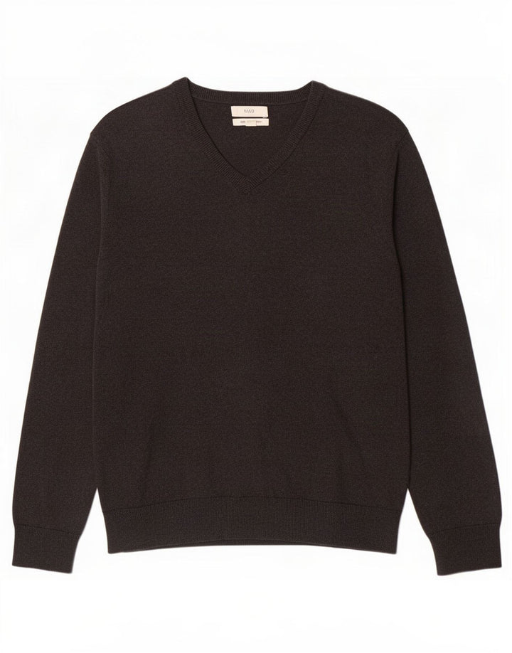 Suéter masculino Marks & Spencer com decote em V XL algodão cinza